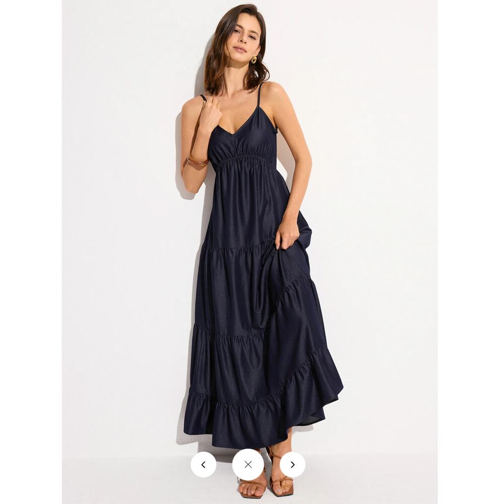 NWT Commense Backless Tiered Maxi Dress Sz M